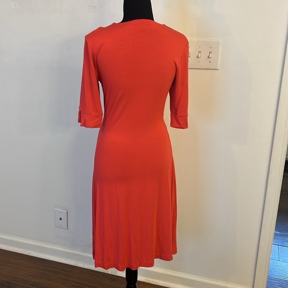 Banana Republic Red Form-Fitting Spandex Midi Dress, Sz. S. - Picture 5 of 9